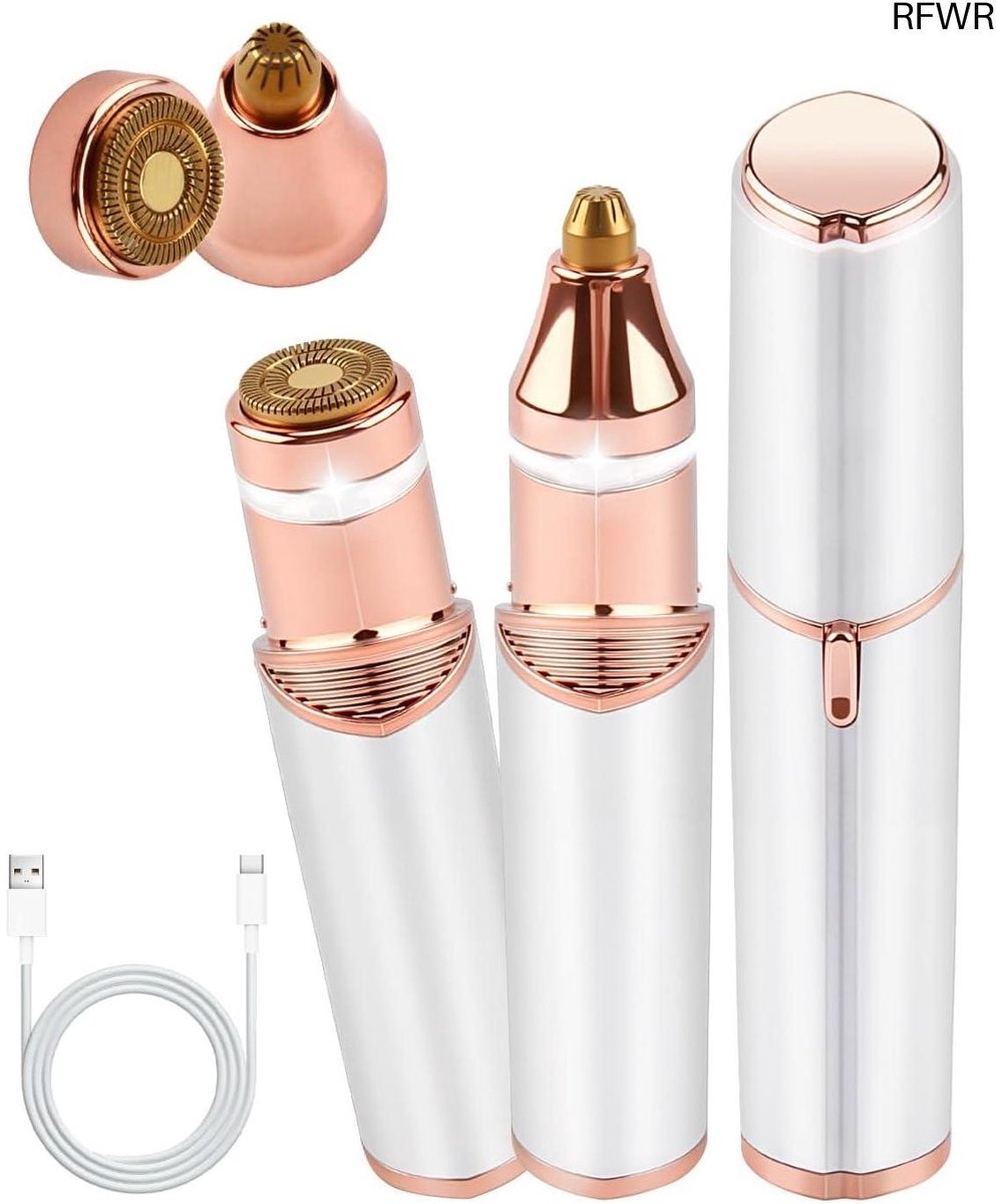 RFWR® 2-in-1 Gezichtsepilator met USB Oplaadbaar en Verwisselbare Koppen - Dames Scheerapparaat voor Wenkbrauwen en Gezicht