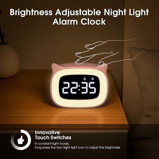 RFWR® Digitale Kinderwekker met LED-nachtlampje en Snooze functie van RFWR — afbeelding 5