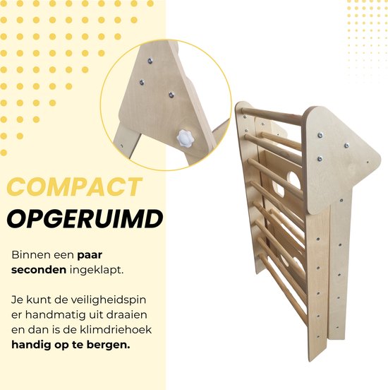 Dastium Kids - Montessori Klimrek - Klimboog - Klimdriehoek - Pikler Klimrek - Ontworpen in Nederland - Klimset - Speelgoed - Naturel van Merkloos — afbeelding 5