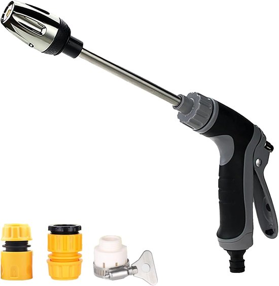 Autowaspistool - Tuinslang Pistool - Spuitpistool - Met Verstelbare Straal & Metalen Constructie - Met Drukknop - Voor Tuin & Auto & Schoonmaken
