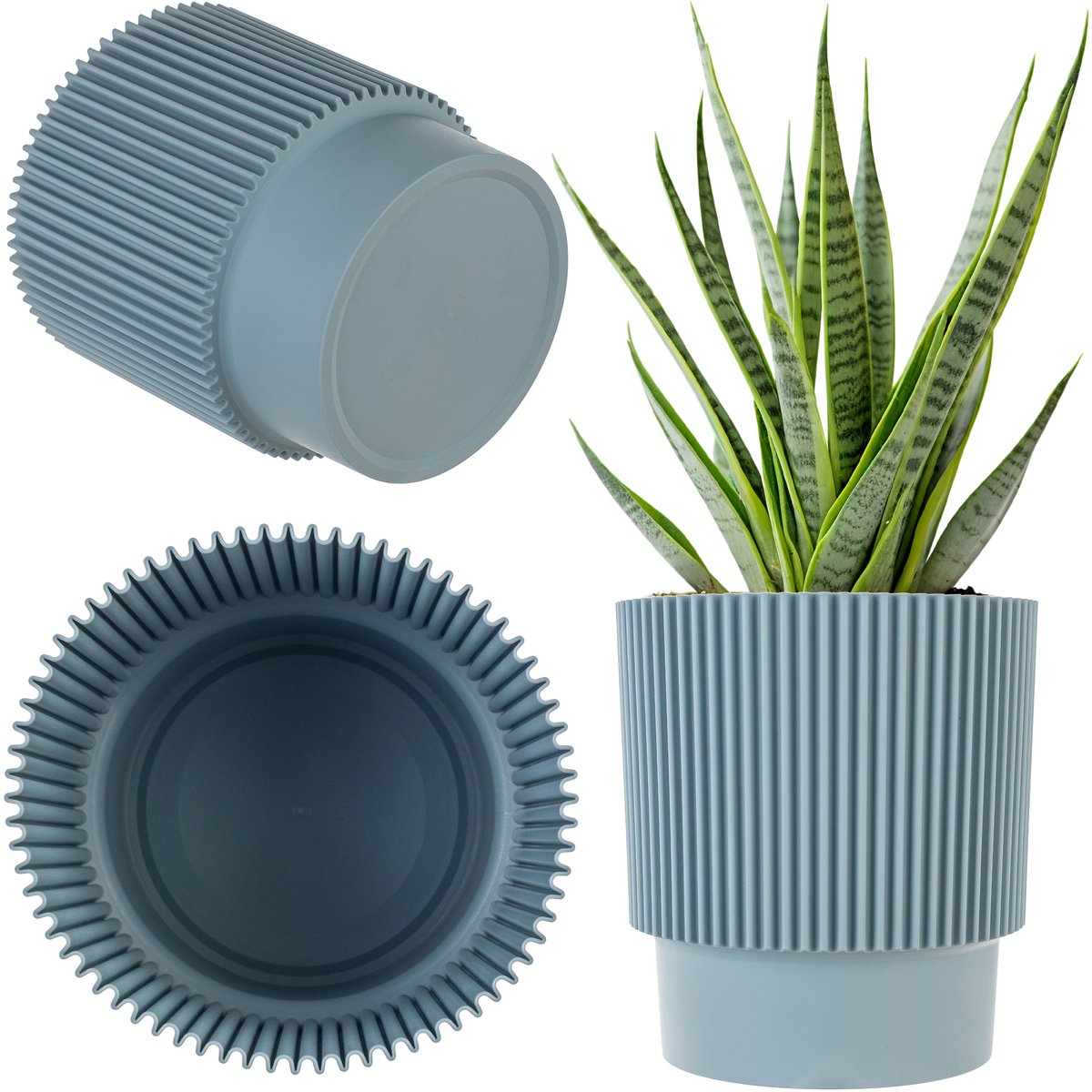 Decoratieve ronde plantenpot van kunststof voor binnen en buiten, moderne bloempot (Mintgroen, 14 cm)