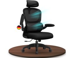 Elekiatech Ergonomische Bureaustoel - Bureaustoel met Opklapbare Armleuningen - Bureaustoelen voor Volwassenen - 150 Kg - Zwart