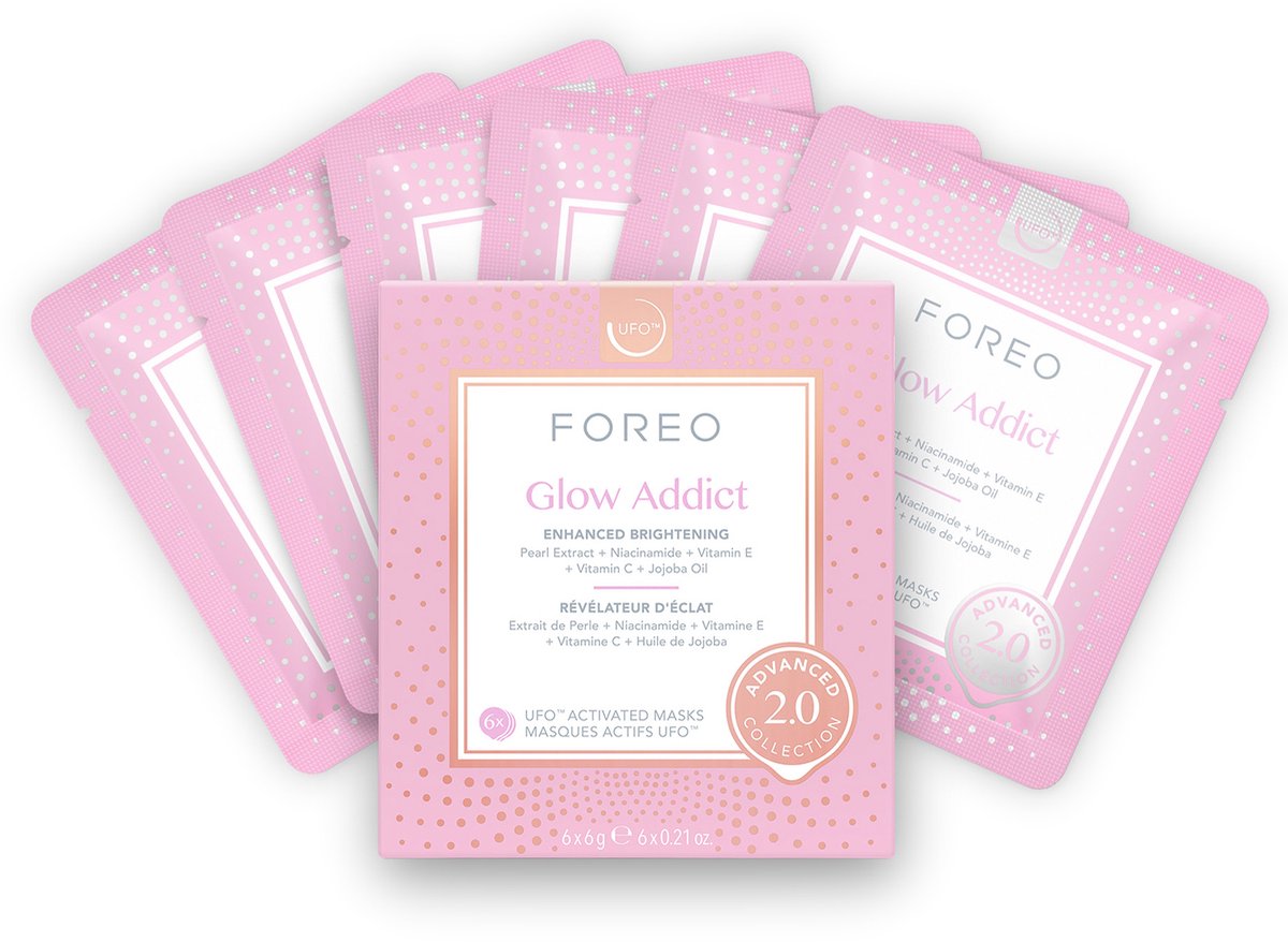FOREO UFO™ Glow Addict rozjaśniająca maseczka do twarzy 6 szt.