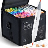 Ohuhu Honolulu B 104 kleuren Alcohol Art Markers Brush & Fine + Blender + etui (nieuwe kleuren)