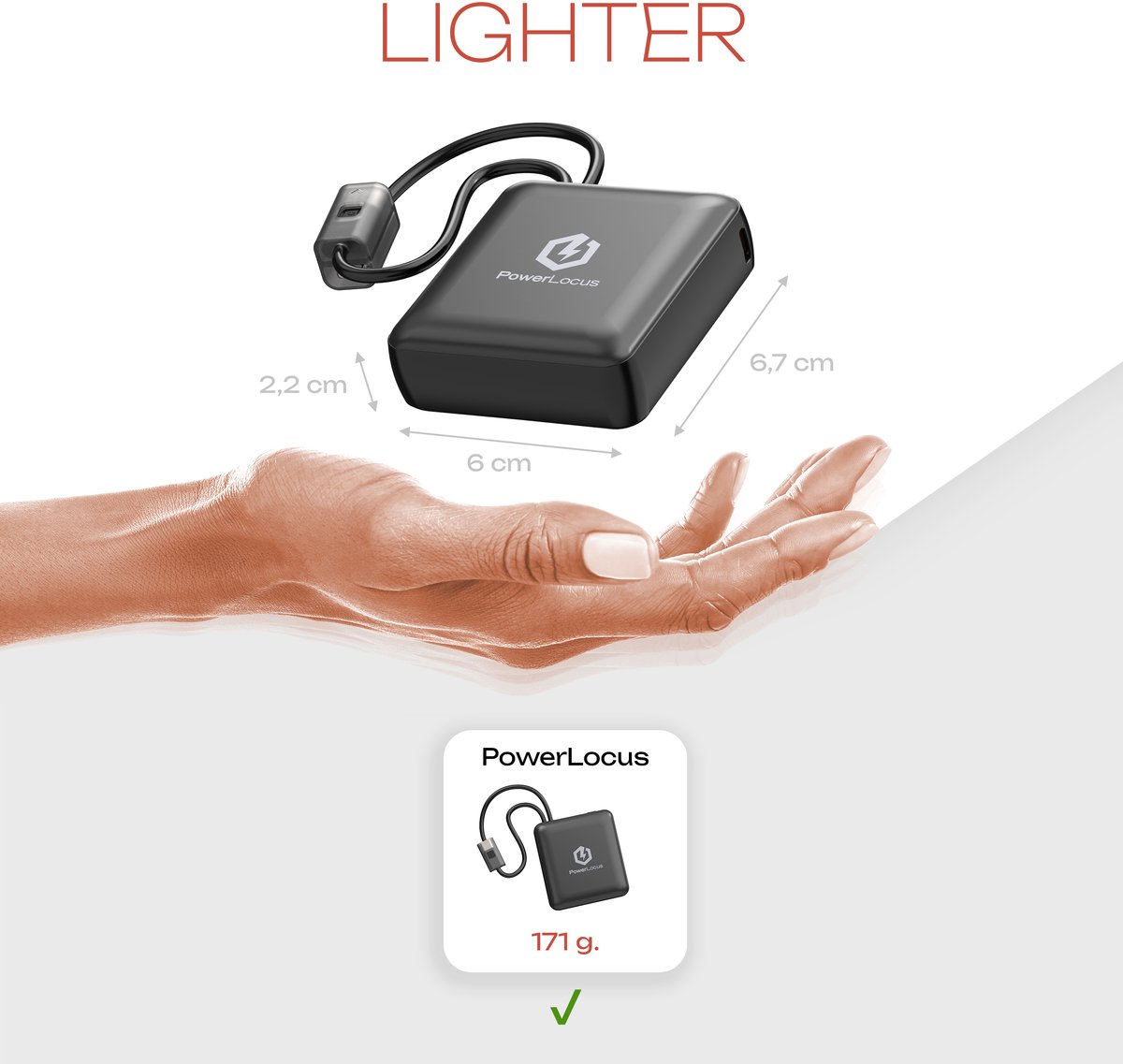 PowerLocus Powerbank 10000mAh met Ingebouwde Oplaadkabels - afbeelding 2