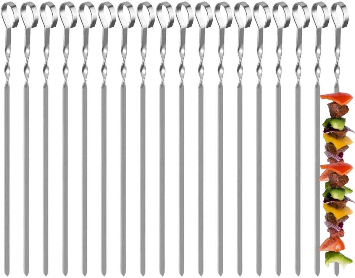 EXCITAT Kebabspiesen - Kebabspiesen - Lang - Geschikt voor kampvuur of grill - 40 cm - Roestvrij staal - 20 stuks
