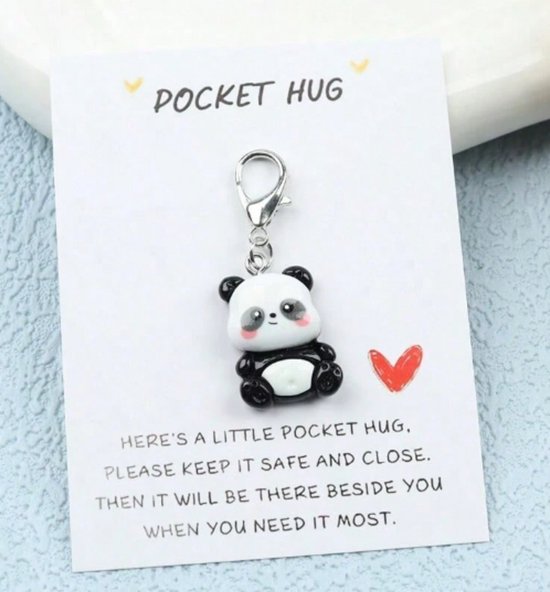 Panda - Porte-clés - Panda - Zwart et Wit - Porte-bonheur - Pendentif - Porte-clés - Avec carte et poème