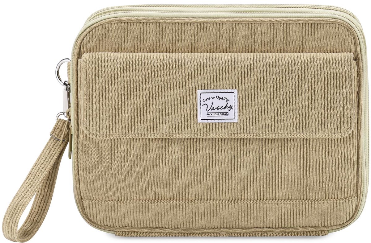 Groot Etui voor 192 Potloden - Multifunctionele Pennentas met Meerdere Compartimenten - Draagbaar Etui voor School, Werk en Kantoor - Beige