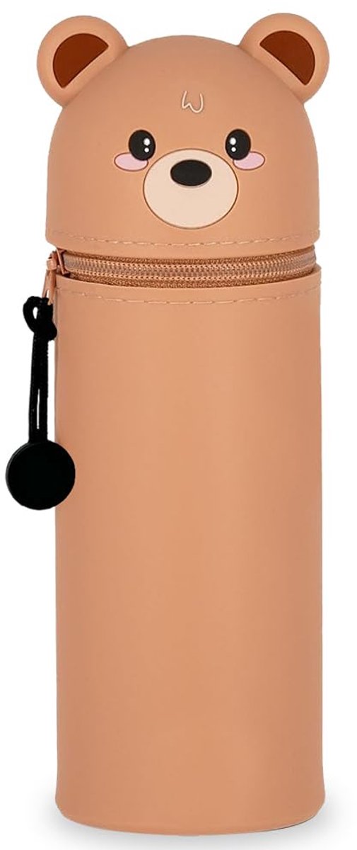 GDFJBG 2-in-1 siliconen etui - Beer, zachte siliconen etui voor pennen, etui en pennenhouder, dierenetui, etui