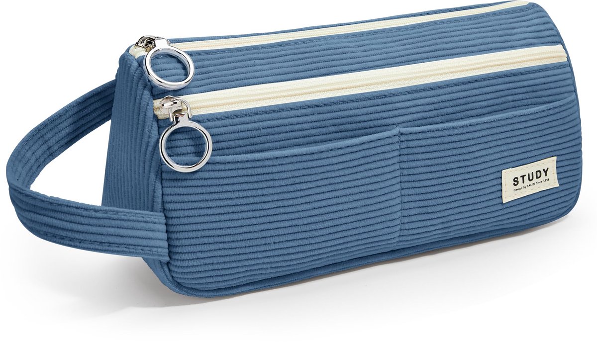 Ribstof Pennenetui - Groot Esthetisch Etui met Handvat - Voor School & Kantoor