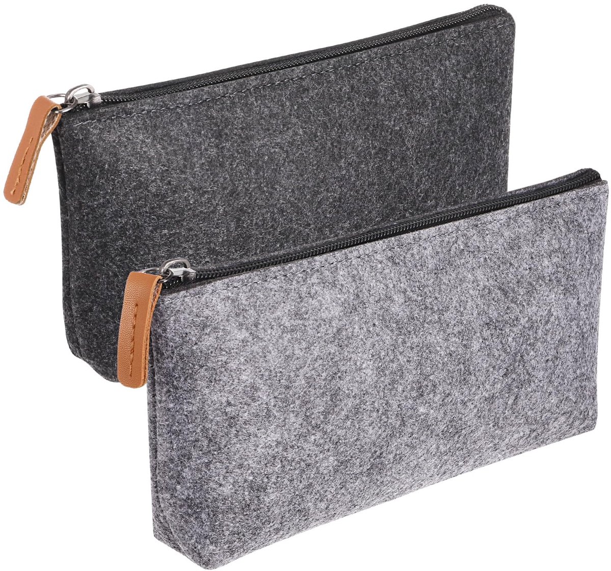 Partideal 2-pack vilten etui, multifunctionele etui, briefpapiertas, cosmetische tas met rits, voor pennen, potloden, markeerstiften en andere kantoor- en schoolbenodigdheden