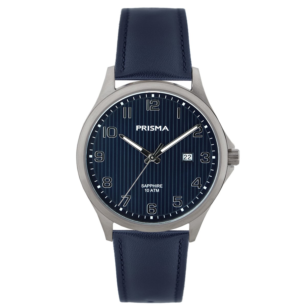 Prisma horloge P.1406 Titanium datum grijs-blauw 10ATM