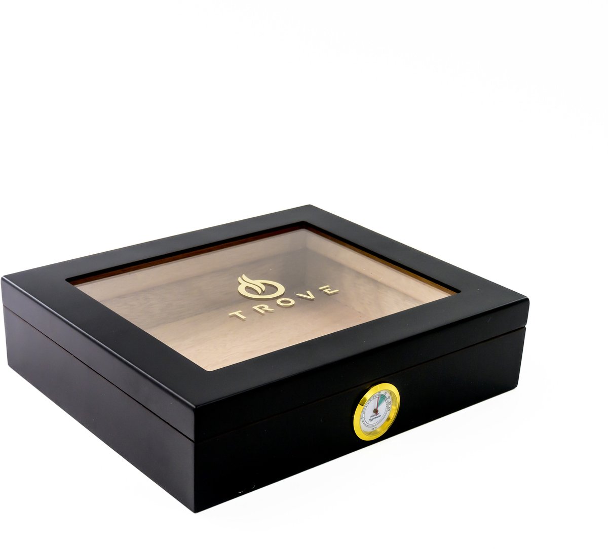 Trove Sigaren Humidor - Luxe Uitstraling - Inclusief Luchtbevochtiger en Hygrometer - zwart Cederhouten