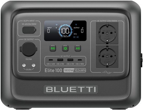 BLUETTI Elite 100 V2 (2025 nieuw) 1024Wh & 1800W (3600W piek)9 uitgangspoorten- 10 jaar batterijduur- 30 dB geluidsniveau- 10 ms UPS-back-up.1.000 W zonne-energie-ingang. Snel opladen.Voor kamperen, reizen en stroomuitval, Camper, Wandelen, Noodgeval