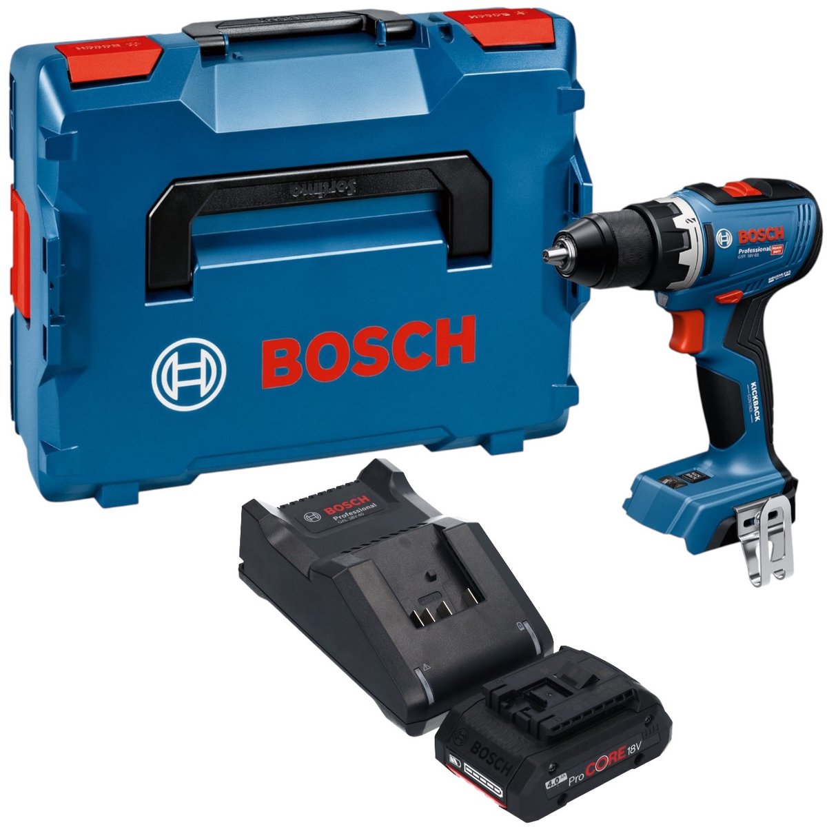 Bosch GSR 18V-65 Professional accuboormachine 18 V 63 Nm borstelloos + 1x ProCORE-accu 4,0 Ah + oplader + L-Boxx