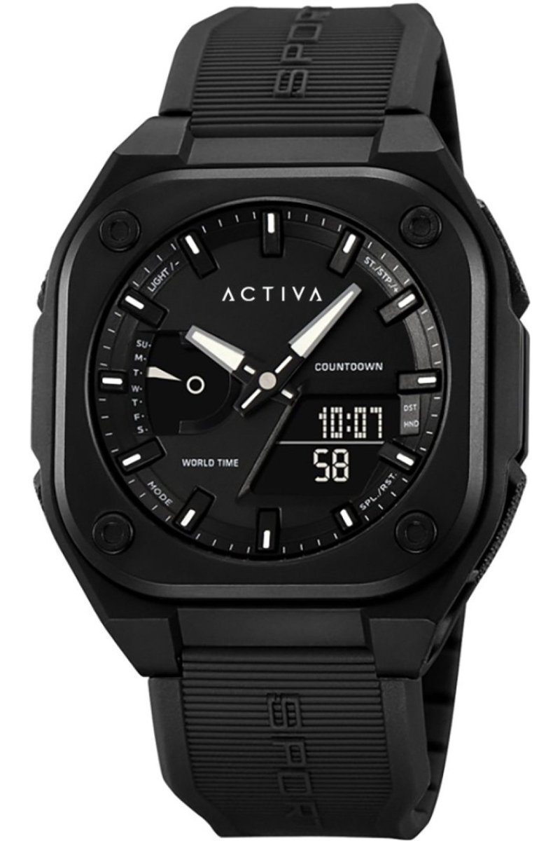 Activa x Invicta DIGITAL ESSENTIALS ACW2328-004 Heren Horloge - Waterdicht - Digtaal - Quartz Uurwerk - Plastic met zwarte Wijzerplaat - 45mm