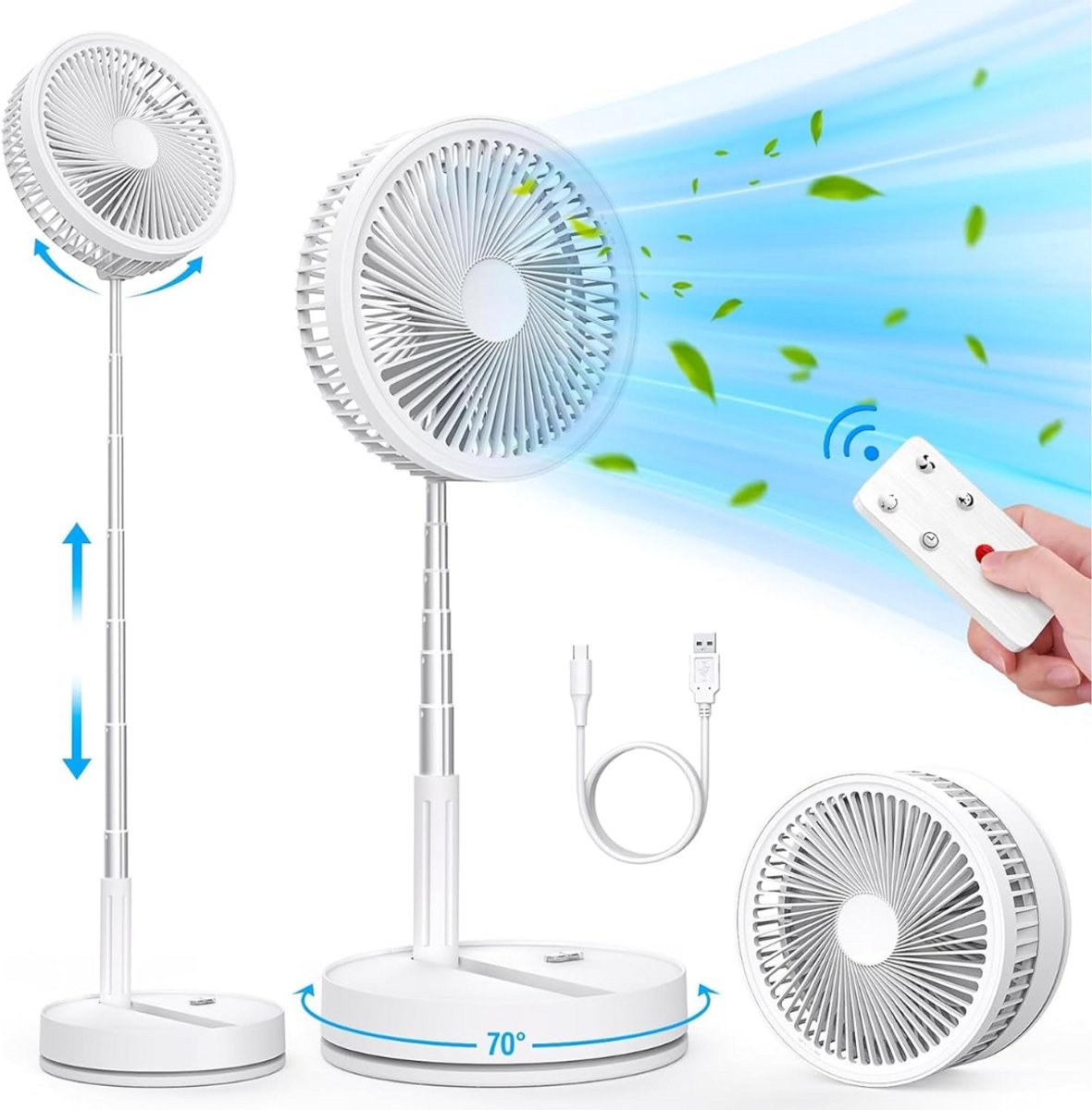 Statiefventilator Staand - Tafelventilator - Torenventilator - Verstelbaar - Wit