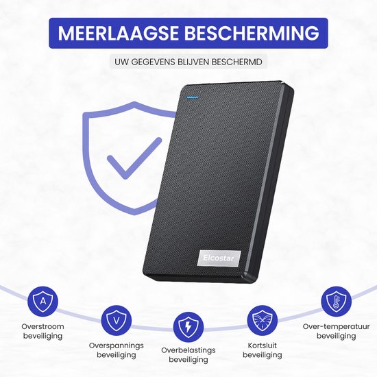 Elcostar Externe harde schijf 1TB - HDD - Harde schijf extern - Externe harde schijven - Geschikt voor Windows, Mac & Smartphone - Inclusief USB kabel — afbeelding 4