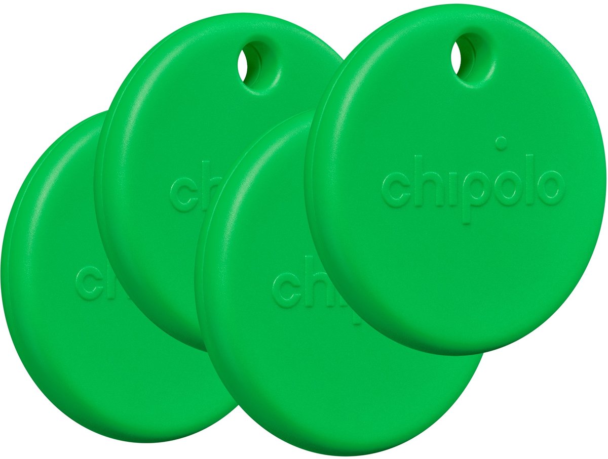 Chipolo POP - Bluetooth Tracker & KeyFinder - Werkt met Apple Find My & Android Find My Device - Tracker Apple iPhone & Android - 120 dB - Groen - 4 Pack