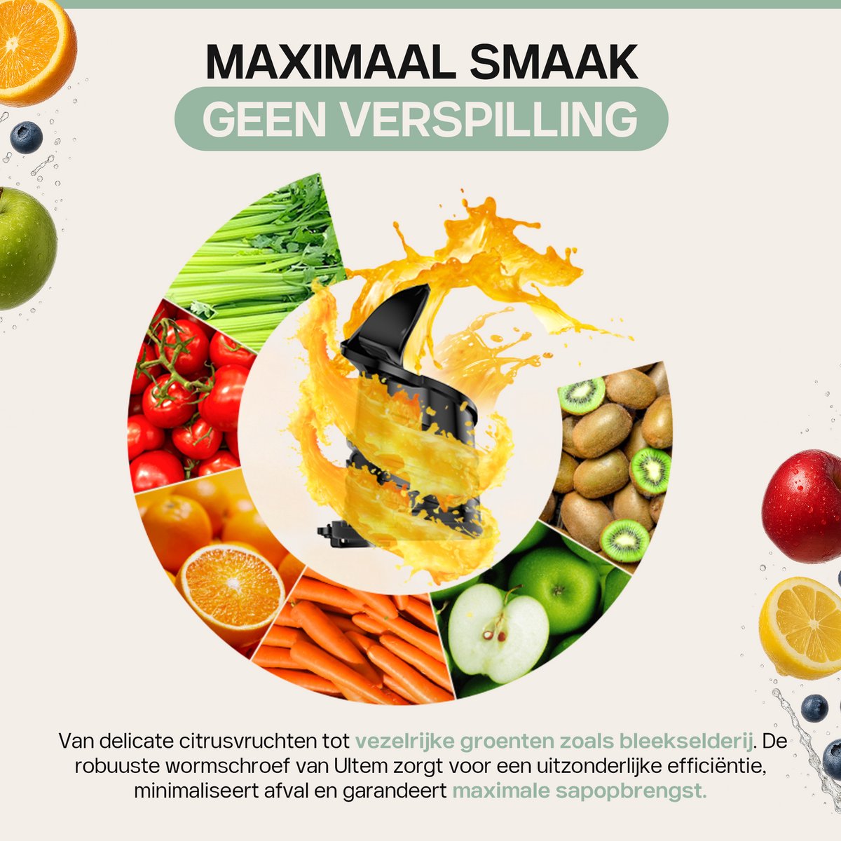 Slow Juicer 4Swiss WB025, 250 W, Reverse-functie, XXL-opening, EasyClean, 37 omw/min, Graphite thumbnail 3