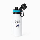 Hacebo® - Super trainer waterfles met draaidop blauw - Sport - coach - Judo - Trainer - geschenk - verjaardag - love gift - water fles - 850ML