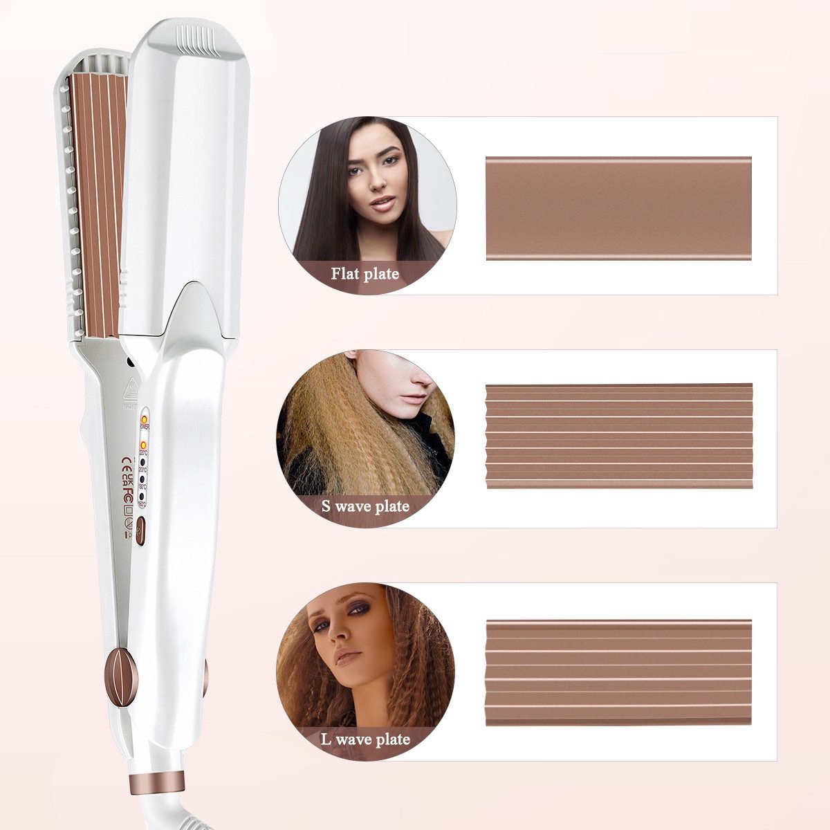 3 in 1 Krultang Crimper Easy Waves Toermalijn Keramische - afbeelding 3