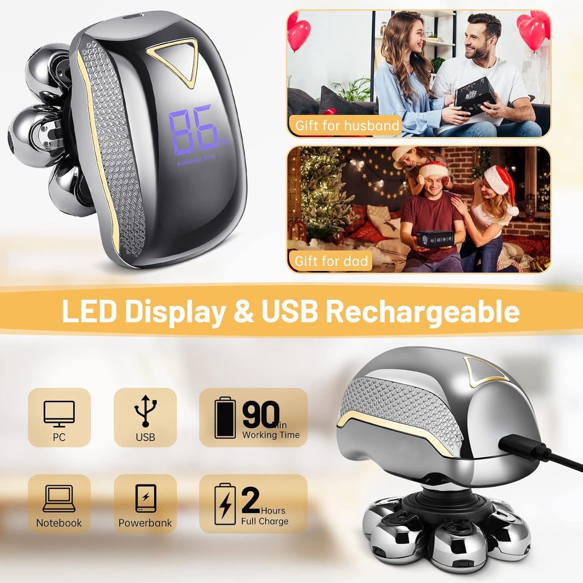 Elektrische hoofdscheerapparaten voor mannen, nat en droog, - afbeelding 3