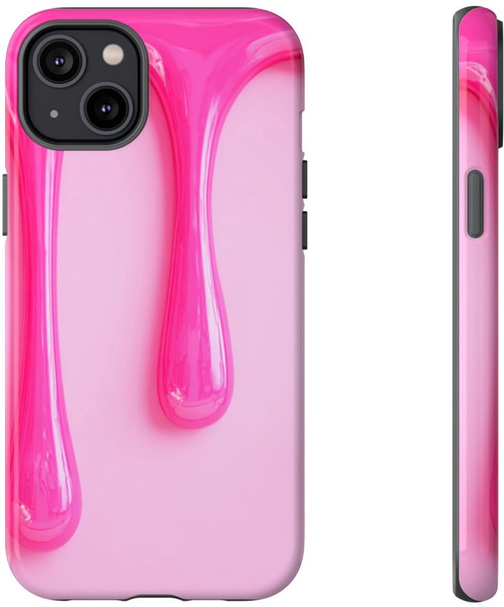 Glanzend Roze Druipend Vloeistofontwerp – Telefoonhoesje Geschikt voor iPhone 14 Plus