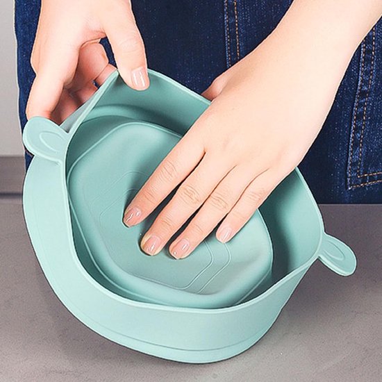 Foldable Popcorn Bowl with Handle, Heat Resistant, Portable Silicone Microwave Popcorn Maker (Cyan) van Amaroo — afbeelding 2