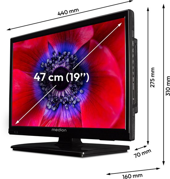 MEDION TV 24 pouces Full HD (59,9 cm) Television (idéal pour camping, camping-car, camion, jardin, adaptateur voiture 12V, Triple Tuner, HDMI, USB, MD 824000 MEDION TV 24 pouces Full HD (59,9 cm) Television (idéal pour camping, camping-car, camion, jardin, adaptateur voiture 12V, Triple Tuner, HDMI, USB, MD 824000
