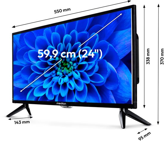 MEDION TV 24 Pouces Full HD (59,9 cm) Television (idéal pour Camping, Camping-Car, Camion, Jardin, Adaptateur Voiture 12V, Triple Tuner, HDMI, USB, MD 824000 MEDION TV 24 Pouces Full HD (59,9 cm) Television (idéal pour Camping, Camping-Car, Camion, Jardin, Adaptateur Voiture 12V, Triple Tuner, HDMI, USB, MD 824000