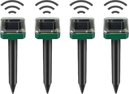 Velours Max® - 12 x Mollenverjager & Muizenverjager - Solar - Ultrasone Verjager - Mollenbestrijding - Anti Mollen & Muizen Verjager - Weerbestendig - Ongedierte Verjager - Tuin - Outside - Mollenverjager - Muizenverjager - Muizen - Muis - Mol