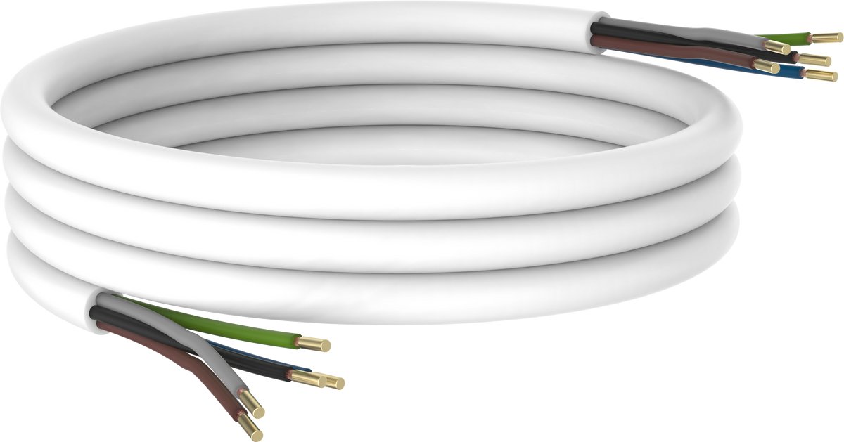 SCHÜTTE Fornuis Aansluitkabel - 2 m - Draadeindhulzen Aan Beide Zijden - H05 V V-F - 5 x 2,5 mm - Wit