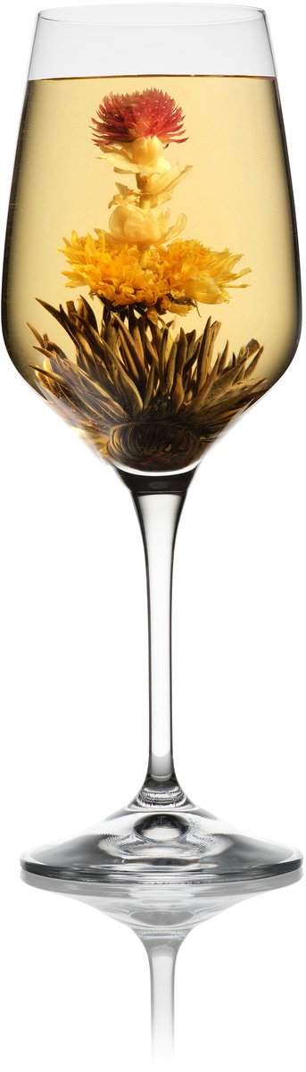 Theebloem inclusief Theeglas – Flower Lover theebloem – Hittebestendig wijnglas – Bijzonder Thee Cadeau
