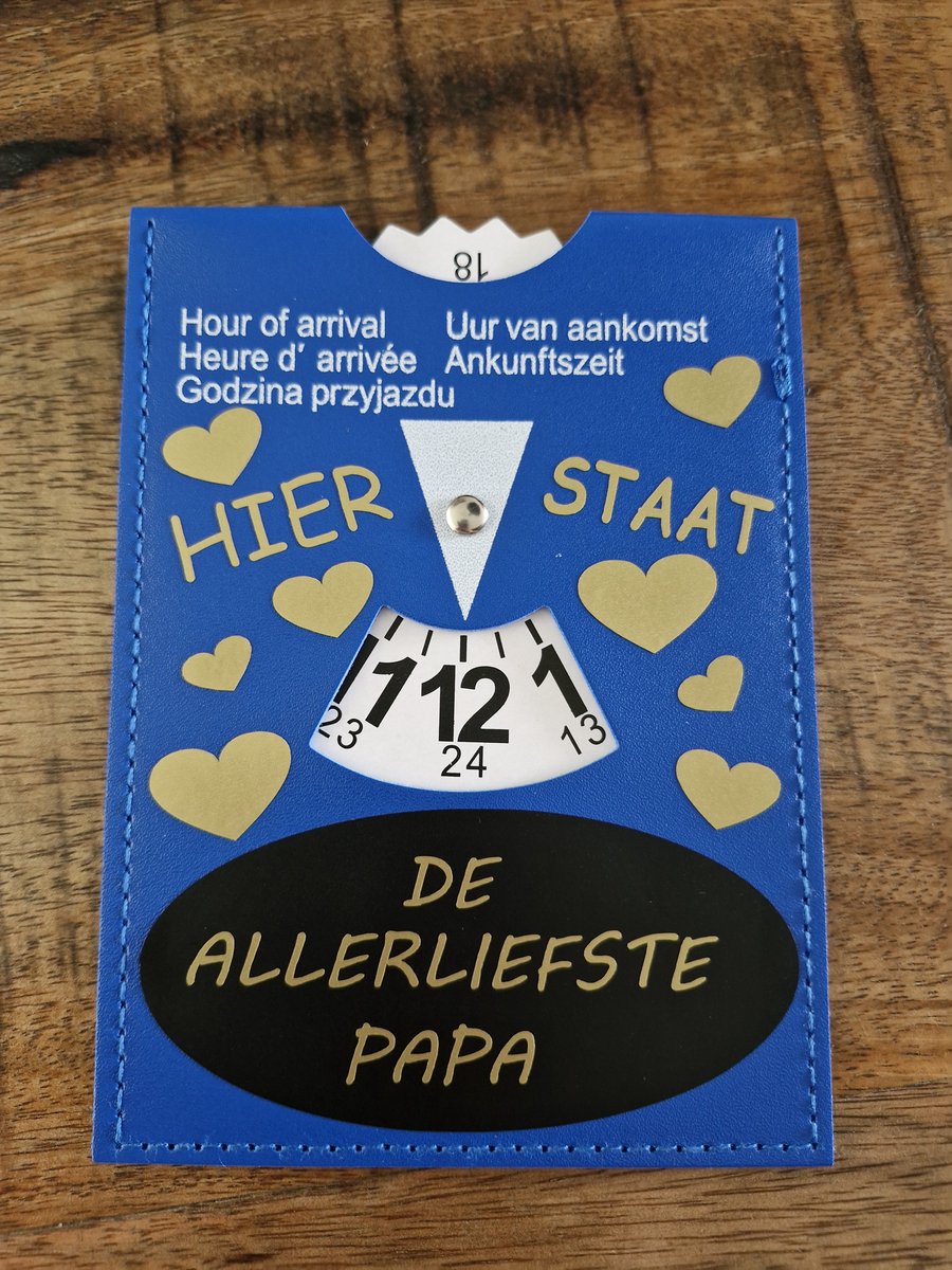 Parkeerschrijf met tekst- Hier staat - De allerliefste Papa - blauwe zone- parkeerkaart- blauweschijf