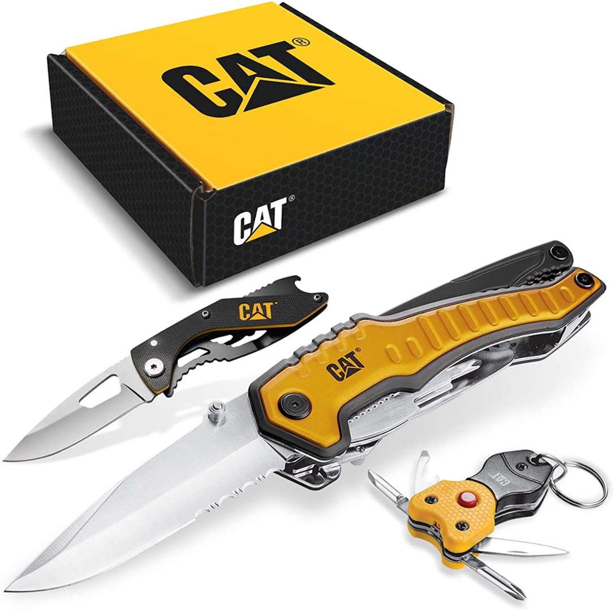 Caterpillar Gereedschap - Multifunctionele cadeauset, 2 messen en een sleutelhanger CT240125