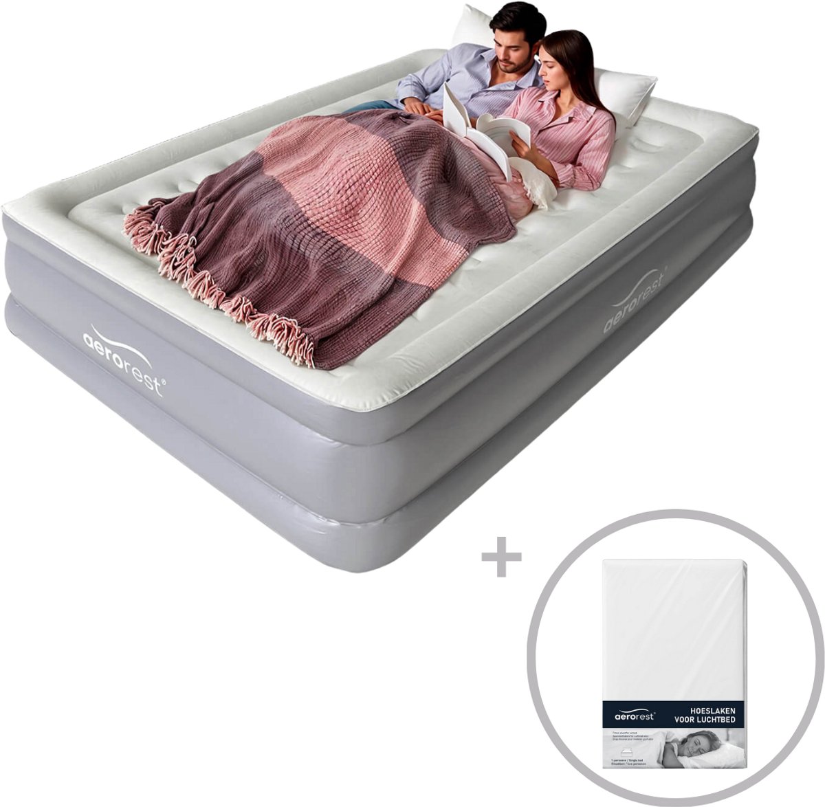 AeroRest Supreme Plush XL 2-persoons luchtbed | 210 x 152 x 46 cm | Inclusief hoeslaken | Extra lang 210 cm | Ideaal voor lange mensen