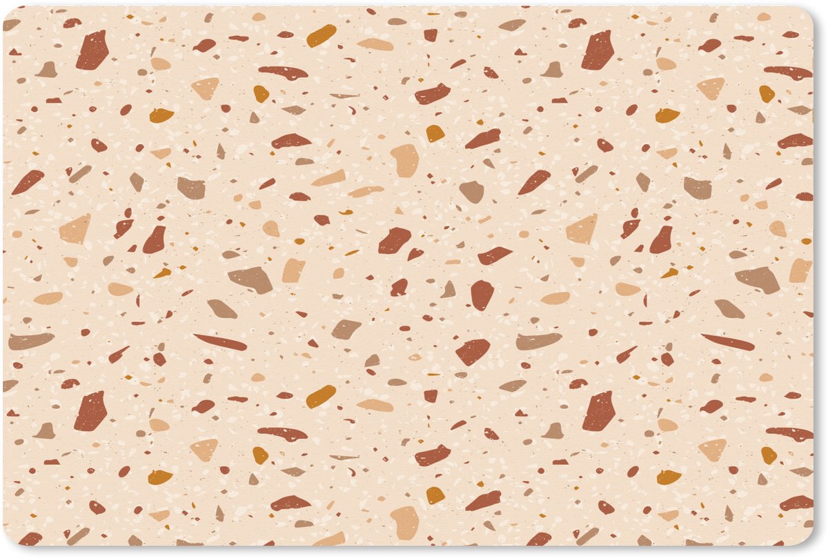 Muismat XXL 90x60 cm - Bureau onderlegger - Bureau mat Terrazzo - Patroon - Kleurrijk - Steen - Bureaumat - Gaming mousepad xl - Bureaulegger groot - Computer deskmat