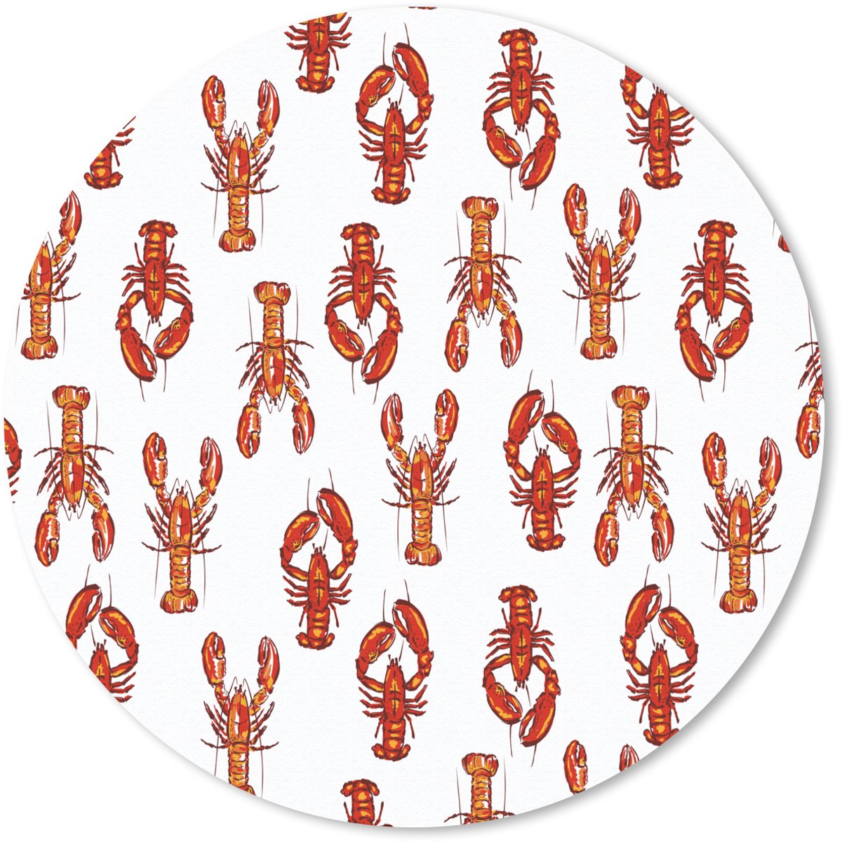 Muismat rond 50x50 cm - Mousepad Kunst - Kreeft - Rood - Oranje - Ronde muismatten