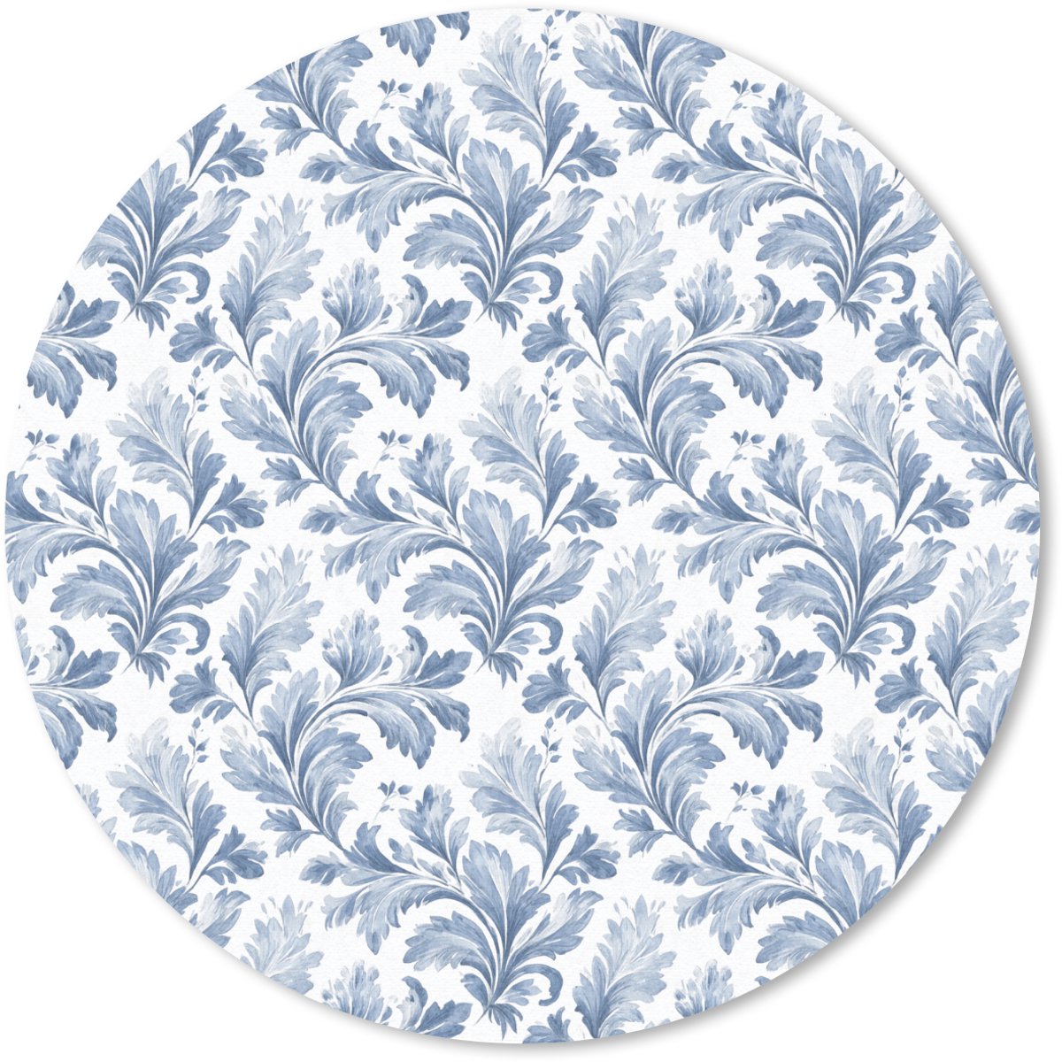 Muismat rond 20x20 cm - Mousepad Bladeren - Blauw - Patroon - Ronde muismatten