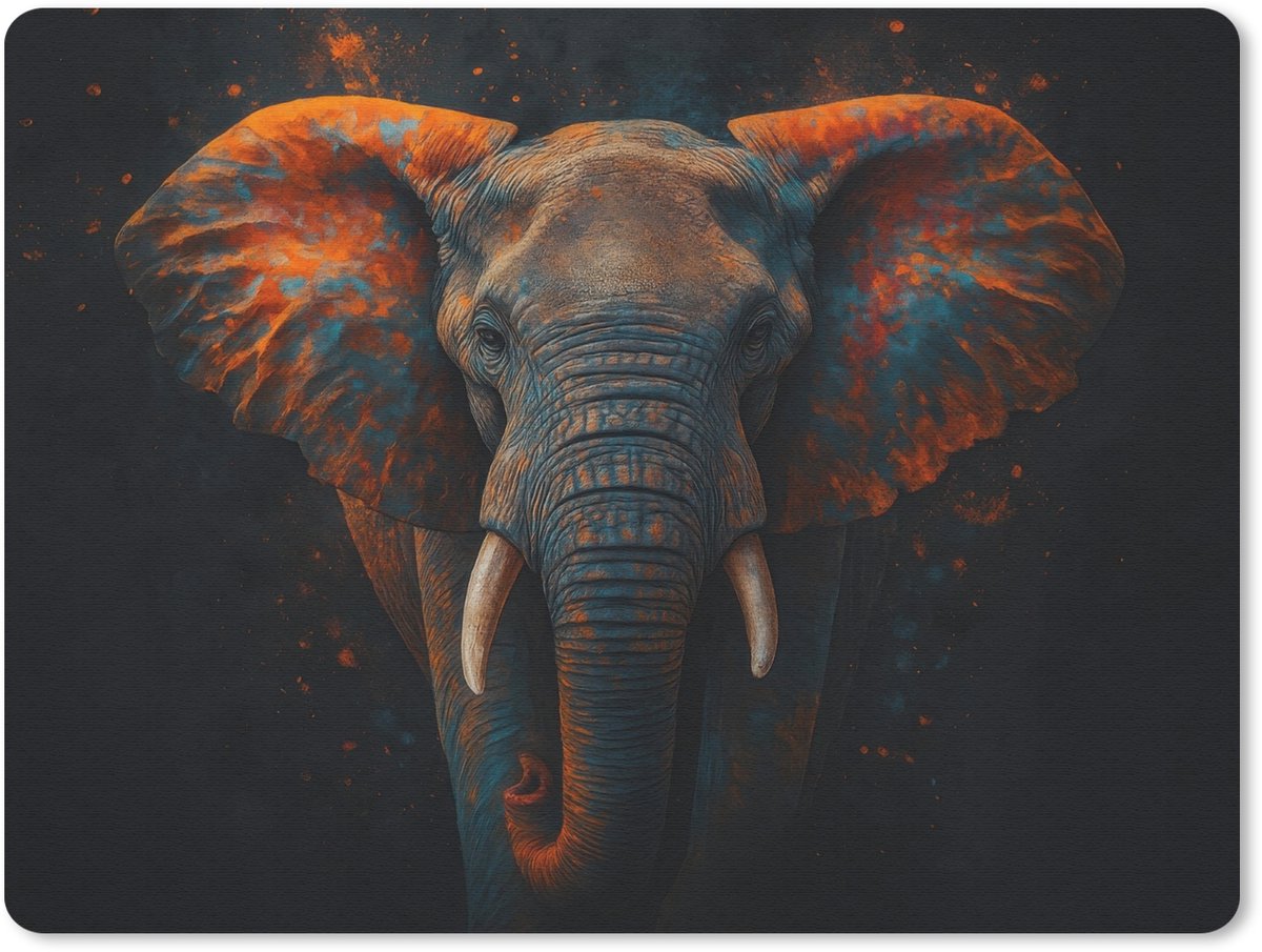 Muismat 23x19 cm - Mousepad Olifant - Oranje - Oren - Muismatten