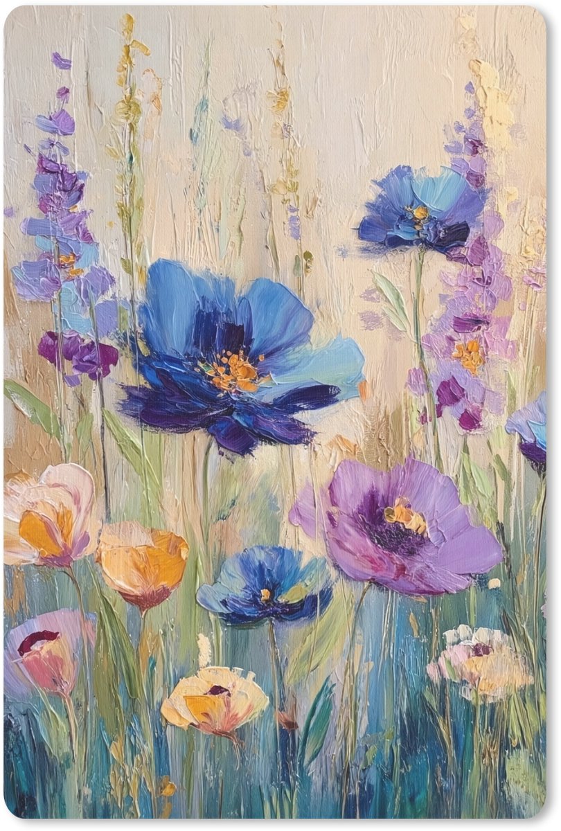 Muismat 18x27 cm - Mousepad Zomers - Wilde bloemen - Penseelstreken - Muismatten