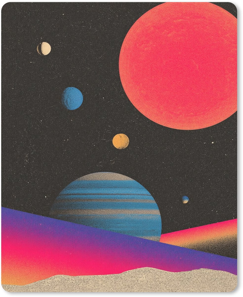 Muismat 19x23 cm - Mousepad Hemel - Planeten - Felgekleurd - Muismatten