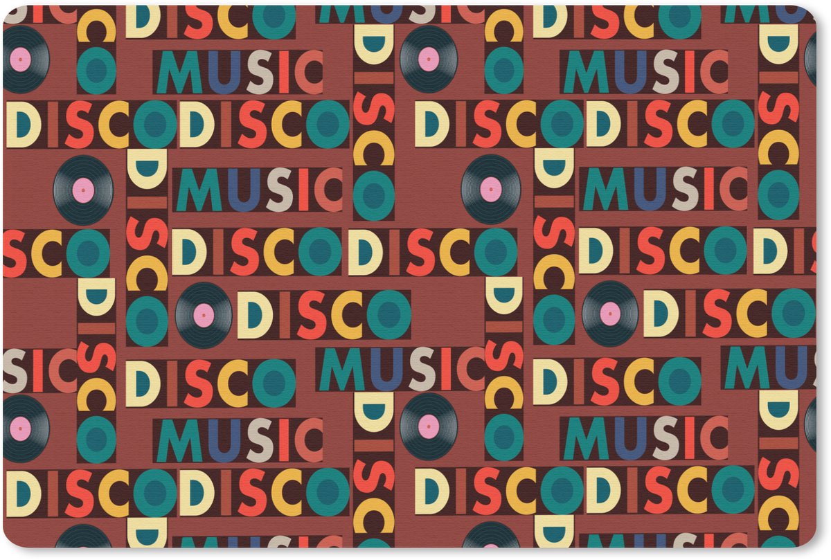 Muismat 27x18 cm - Mousepad Bruin - Retro - Disco - Patroon - Muismatten