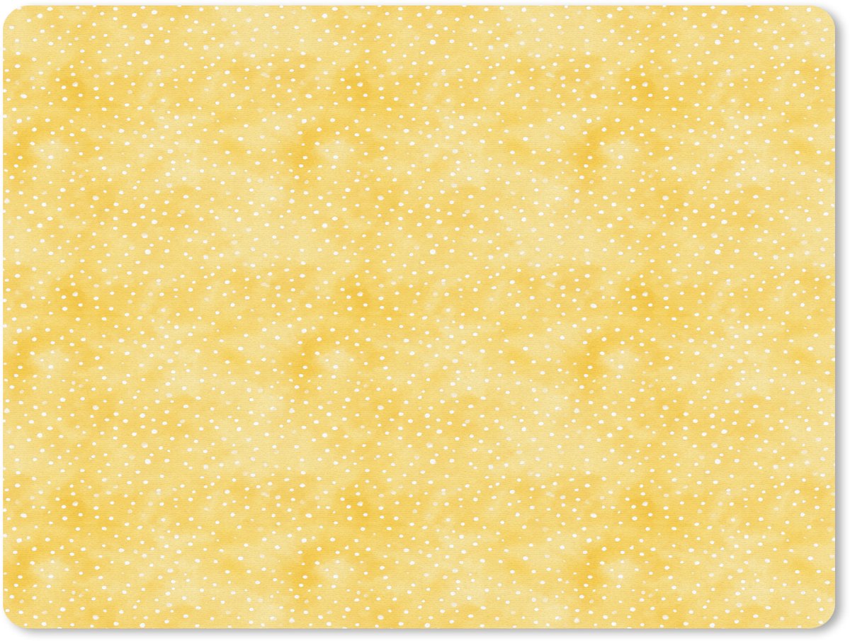 Muismat 23x19 cm - Mousepad Frans - Citroen - Strepen - Wit - Geel - Muismatten