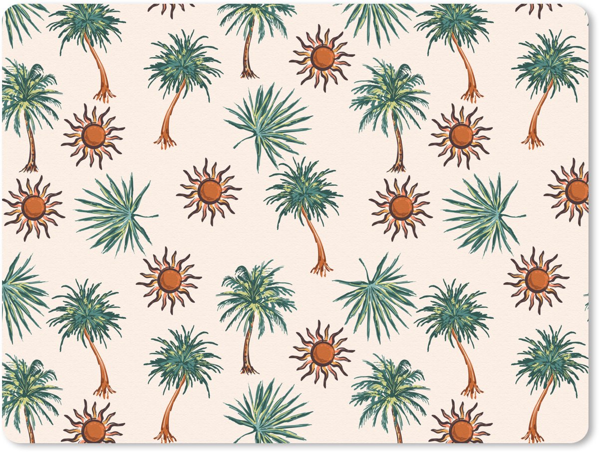 Muismat 23x19 cm - Mousepad Kust - Palmbomen - Zon - Groen - Muismatten