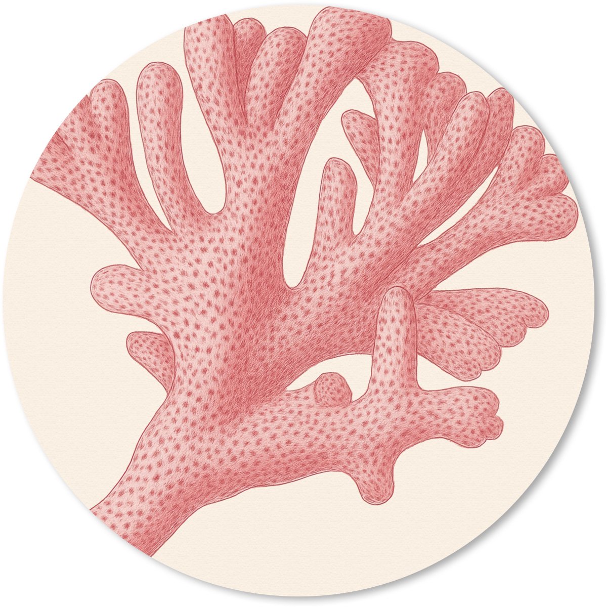 Muismat rond 30x30 cm - Mousepad Koraal - Stipjes - Roze - Ronde muismatten