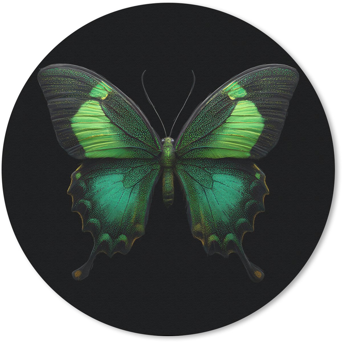 Muismat rond 50x50 cm - Mousepad Vlinder - Groen - Opvallend - Ronde muismatten