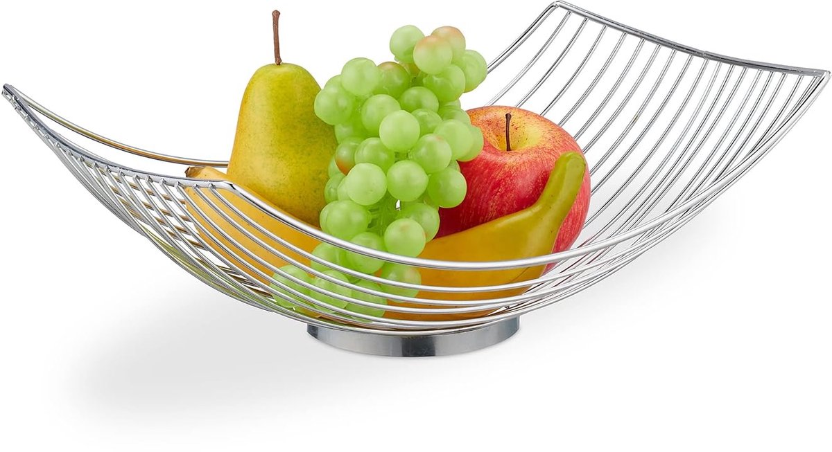 Open fruitmand van metaal - Stijlvol en decoratief - 1 stuk - Zilver