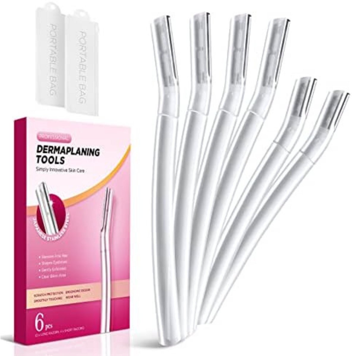Dermaplane Scheermes - Gezichtsscheermes Vrouwen - Wenkbrauwtrimmer - Gezichtshaarscheermes - Dermaplaning Tool - Vrouwen Gezichtsverzorging - Peach Fuzz Verwijderaar - Exfoliërend Mesje - Huidverzorging Tool - 6 Stuks - Transparant - Pijnloos